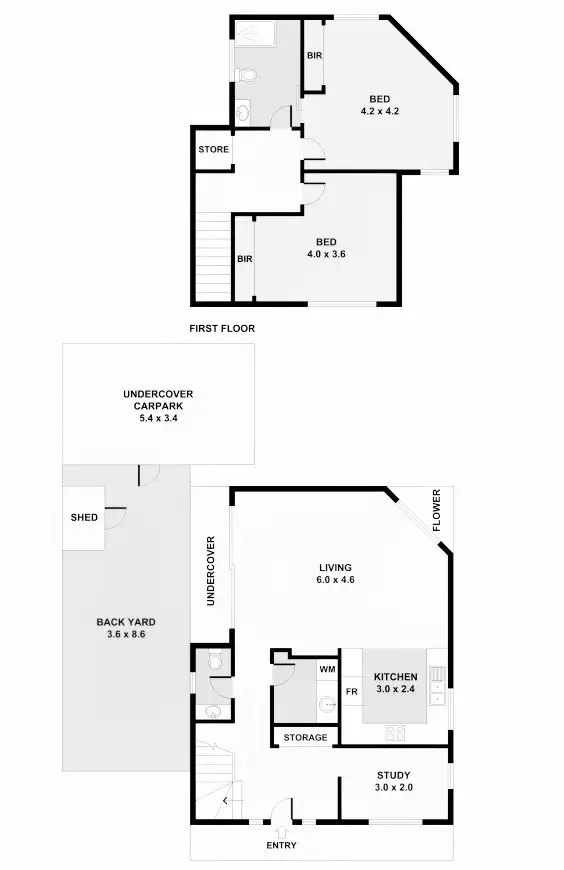 Floorplan of Homely townhouse listing, 1/176 Daley Street, Glenroy VIC 3046