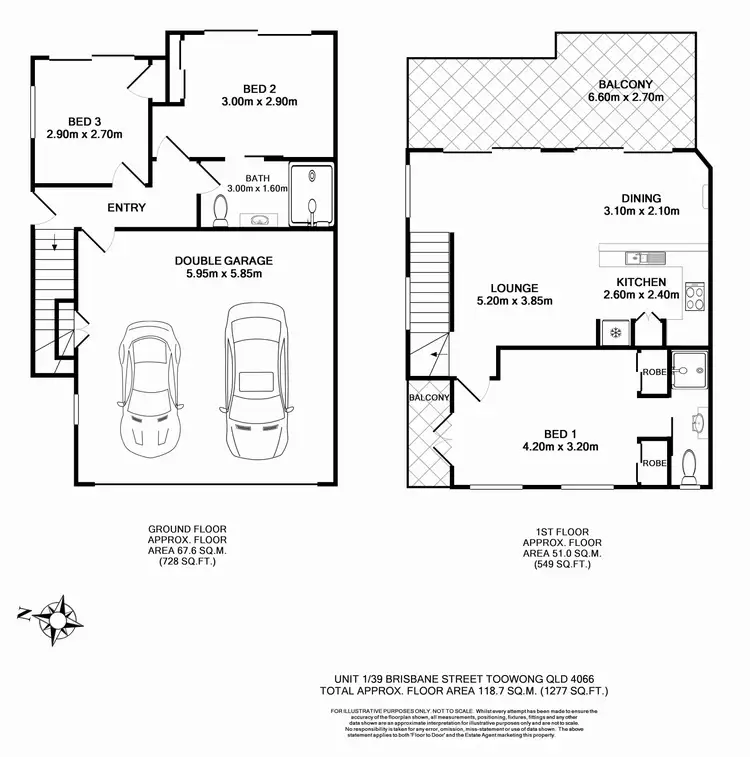 Floorplan of Homely townhouse listing, 1/18 GLENNY STREET, Toowong QLD 4066