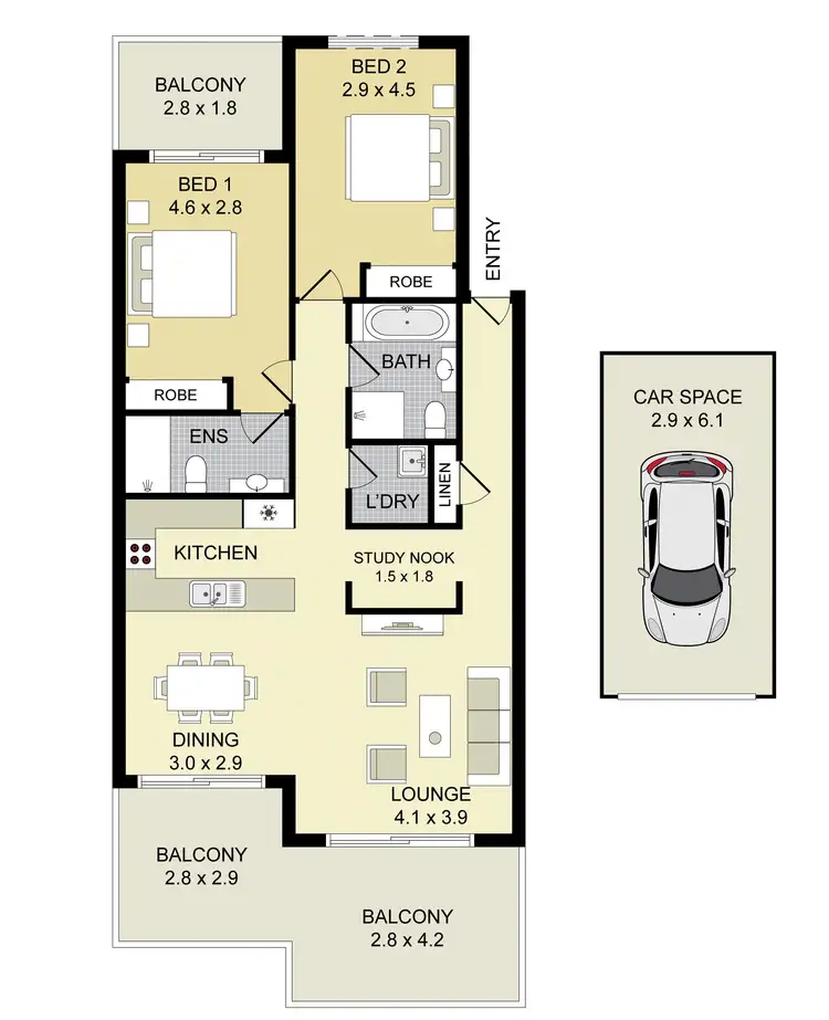 Floorplan of Homely apartment listing, 1/7-9 King Street, Campbelltown NSW 2560