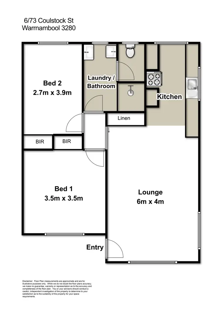 Floorplan of Homely unit listing, 6/73 Coulstock Street, Warrnambool VIC 3280