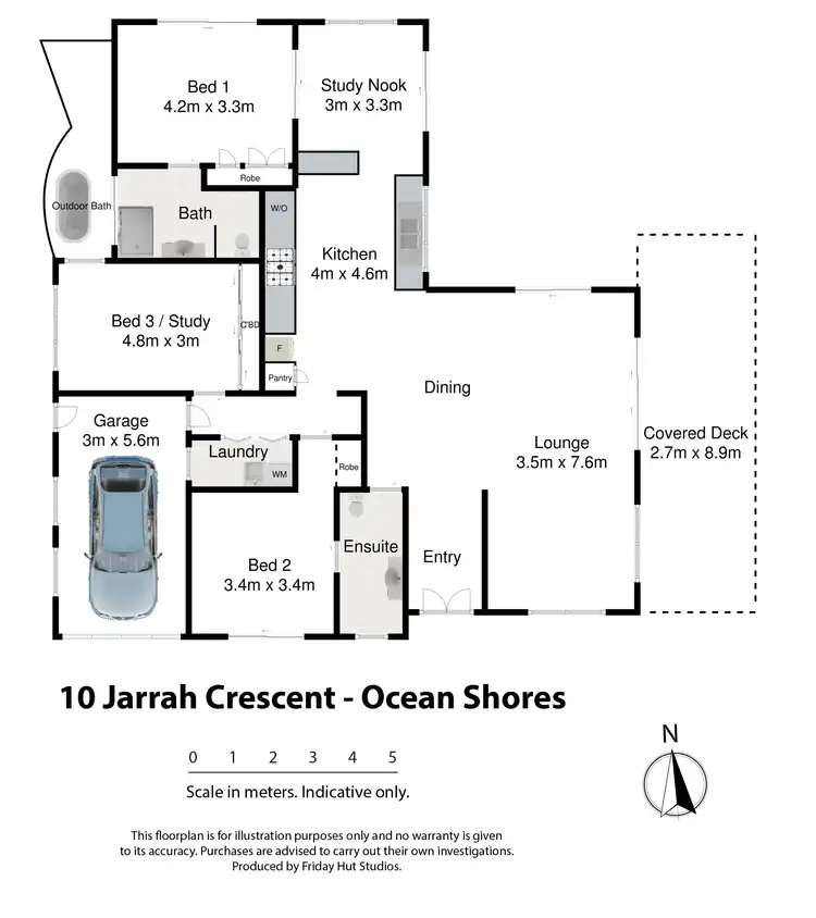 Floorplan of Homely house listing, 10 Jarrah Crescent, Ocean Shores NSW 2483