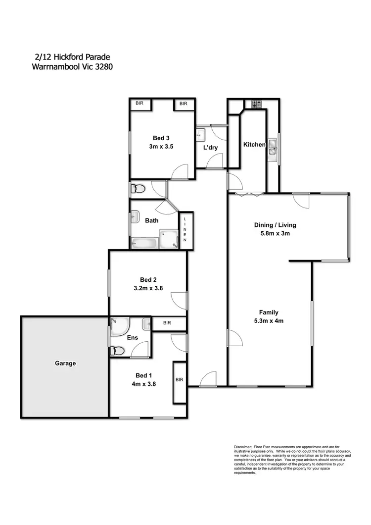 Floorplan of Homely unit listing, 2/12 Hickford Parade, Warrnambool VIC 3280