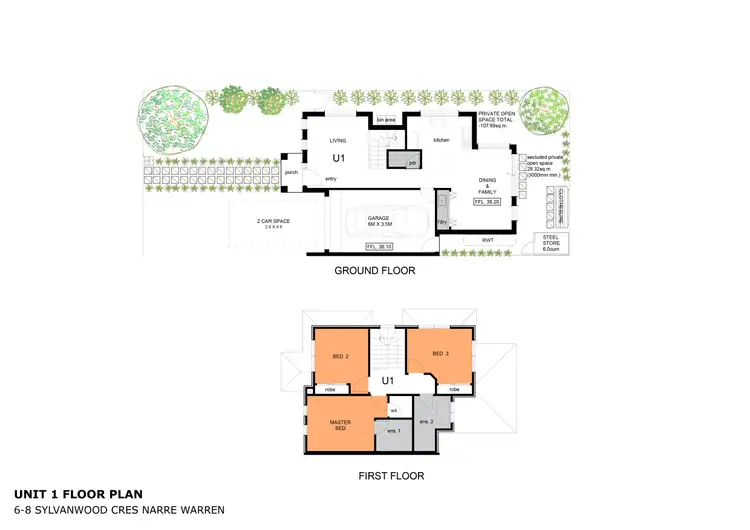 Floorplan of Homely townhouse listing, 1/6 - 8 Sylvanwood Crescent, Narre Warren VIC 3805