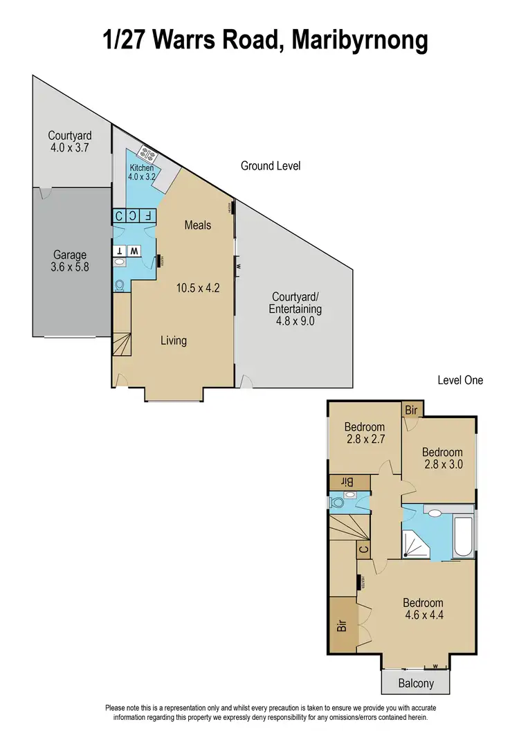 Floorplan of Homely townhouse listing, 1/27 Warrs Road, Maribyrnong VIC 3032