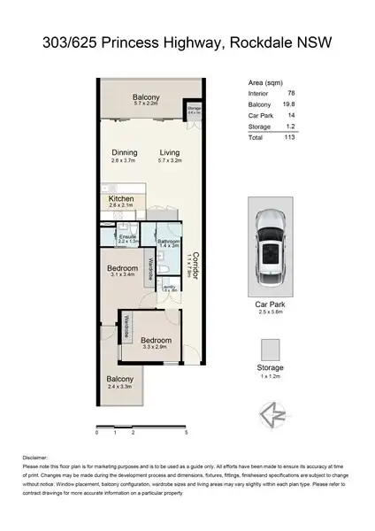 Floorplan of Homely apartment listing, 303/625-627 Princes Highway, Rockdale NSW 2216