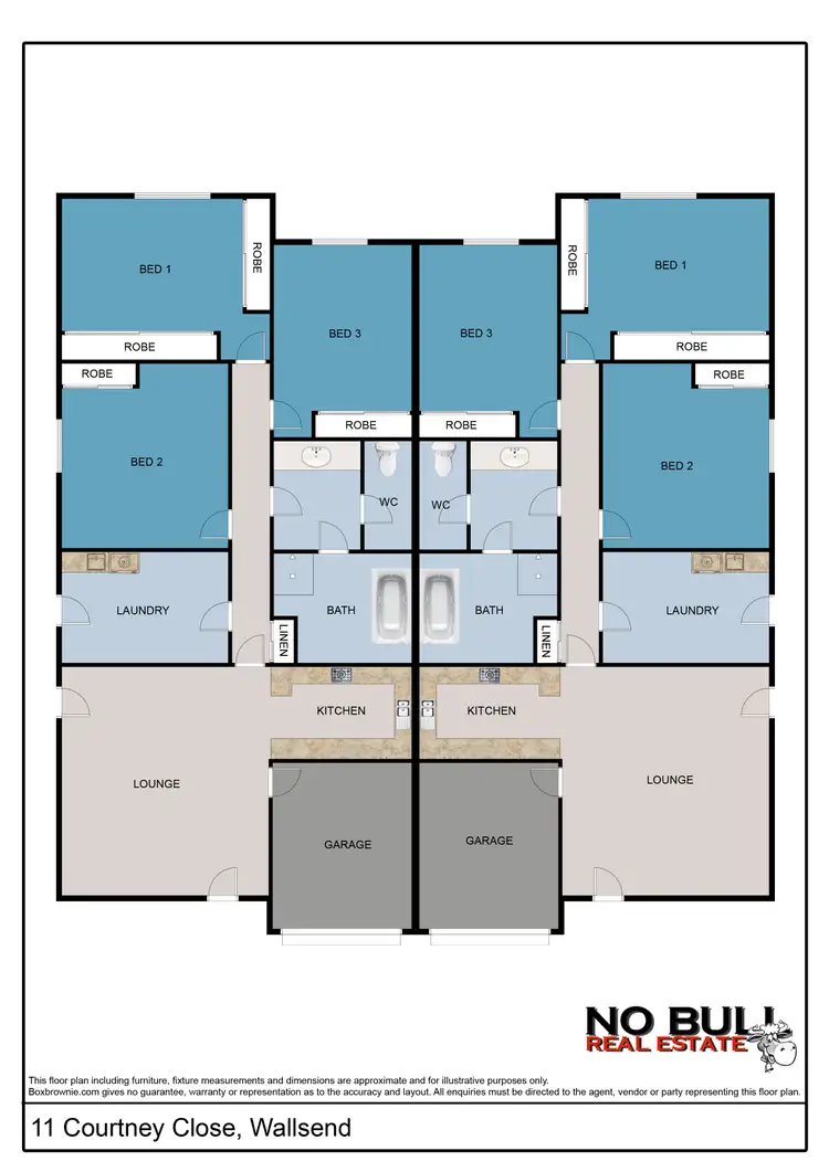 Floorplan of Homely semi-detached listing, 2/11 Courtney Close, Wallsend NSW 2287