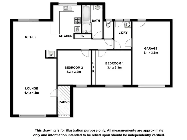 Floorplan of Homely unit listing, 1/1 Fifth Street, Millicent SA 5280