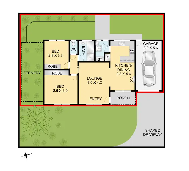 Floorplan of Homely unit listing, 2/42-44 Burdoo Drive, Grovedale VIC 3216