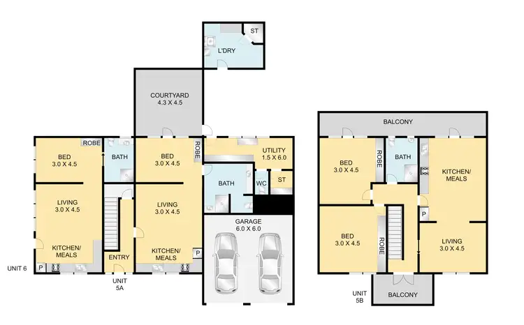Floorplan of Homely block of units listing, 5A, 5B, 6/317 Moorabool Street, Geelong VIC 3220