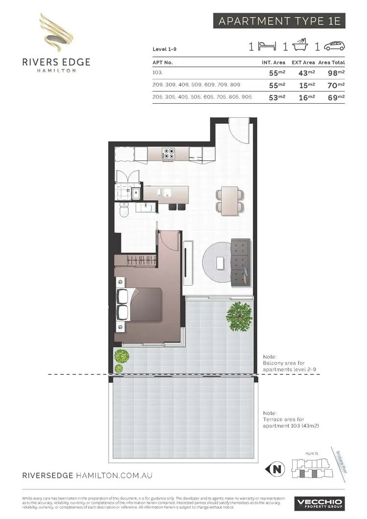 Floorplan of Homely apartment listing, 609/8 Hunt Street, Hamilton QLD 4007