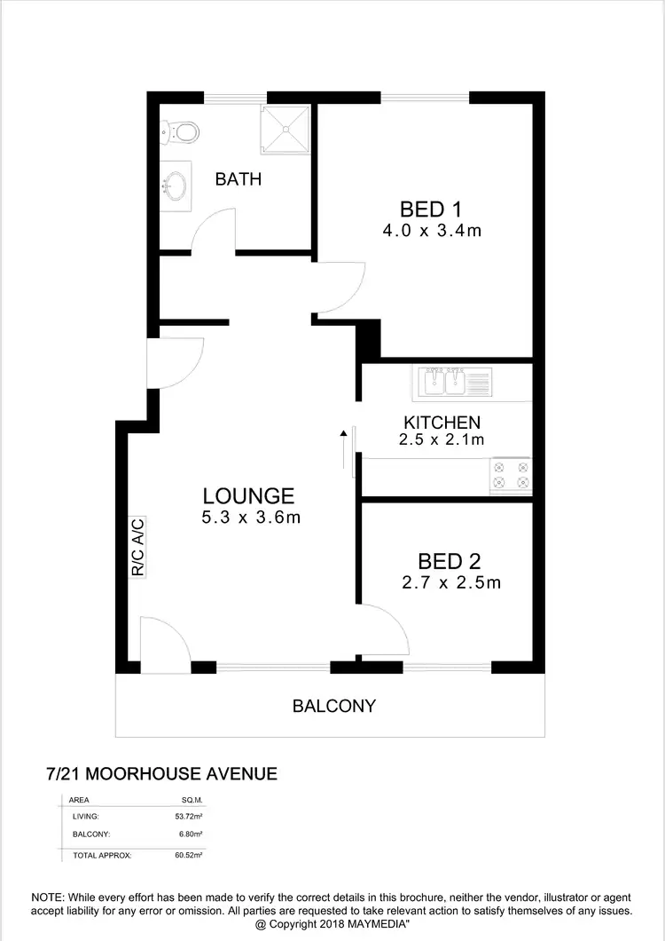 Floorplan of Homely unit listing, 7/21 Moorhouse Ave, Myrtle Bank SA 5064