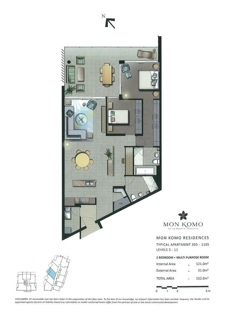 Floorplan of Homely apartment listing, 1105/99 Marine Parade, Redcliffe QLD 4020