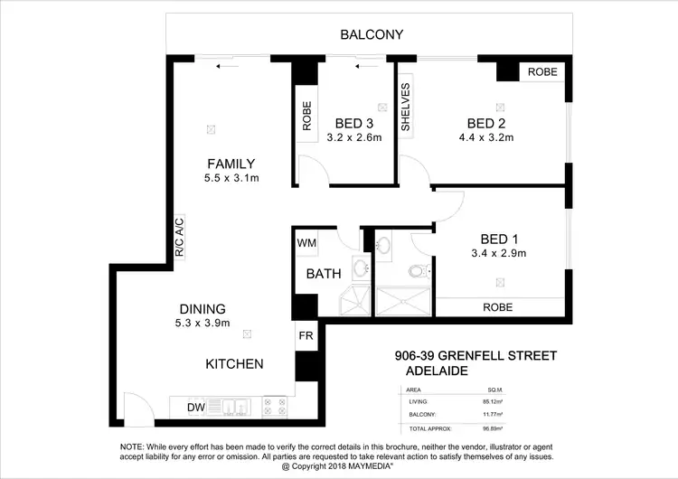 Floorplan of Homely apartment listing, 906/39 Grenfell Street, Adelaide SA 5000