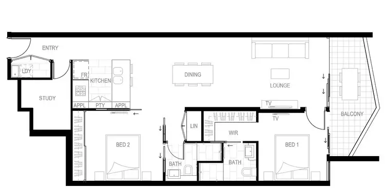 Floorplan of Homely apartment listing, 203/60 Doggett Street, Newstead QLD 4006