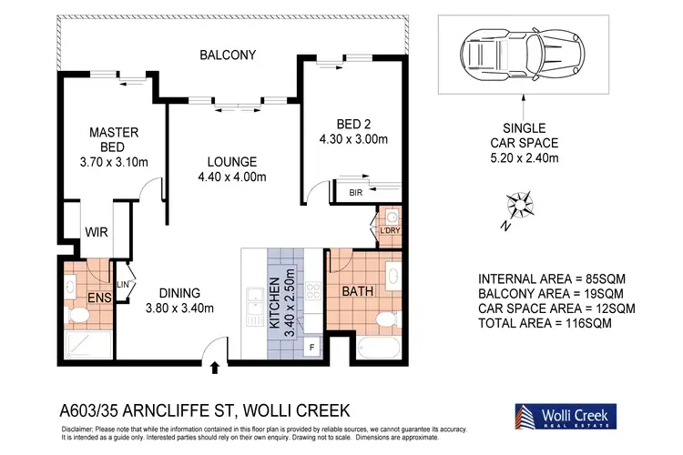 Floorplan of Homely apartment listing, 603A/35 Arncliffe Street, Wolli Creek NSW 2205