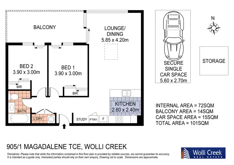 Floorplan of Homely apartment listing, 905/1 Magdalene Terrace, Wolli Creek NSW 2205