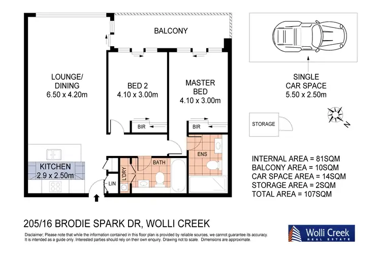 Floorplan of Homely apartment listing, 205/16 Brodie Spark Drive, Wolli Creek NSW 2205