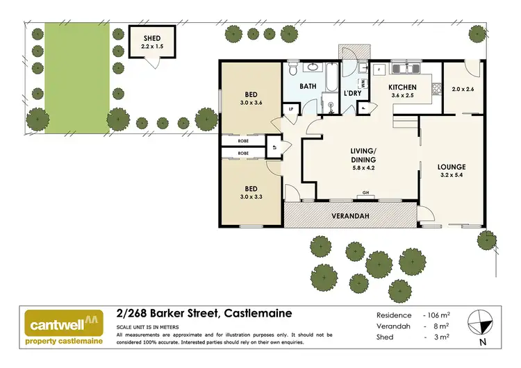 Floorplan of Homely townhouse listing, 2/268 Barker Street, Castlemaine VIC 3450