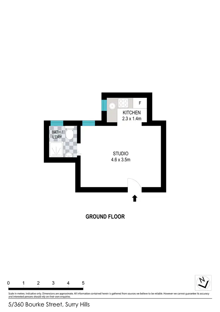 Floorplan of Homely studio listing, 5/360 Bourke Street, Surry Hills NSW 2010