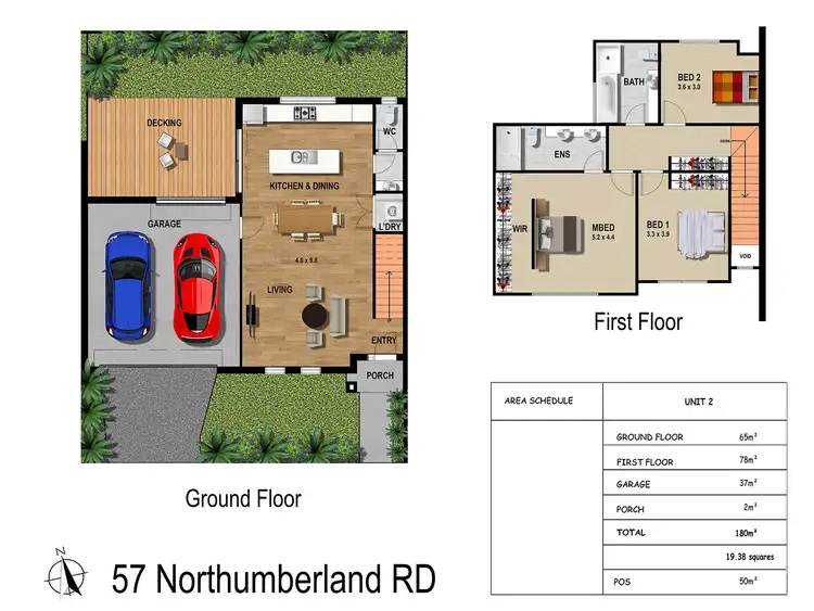 Floorplan of Homely townhouse listing, 2 & 3/57 Northumberland Rd, Pascoe Vale VIC 3044