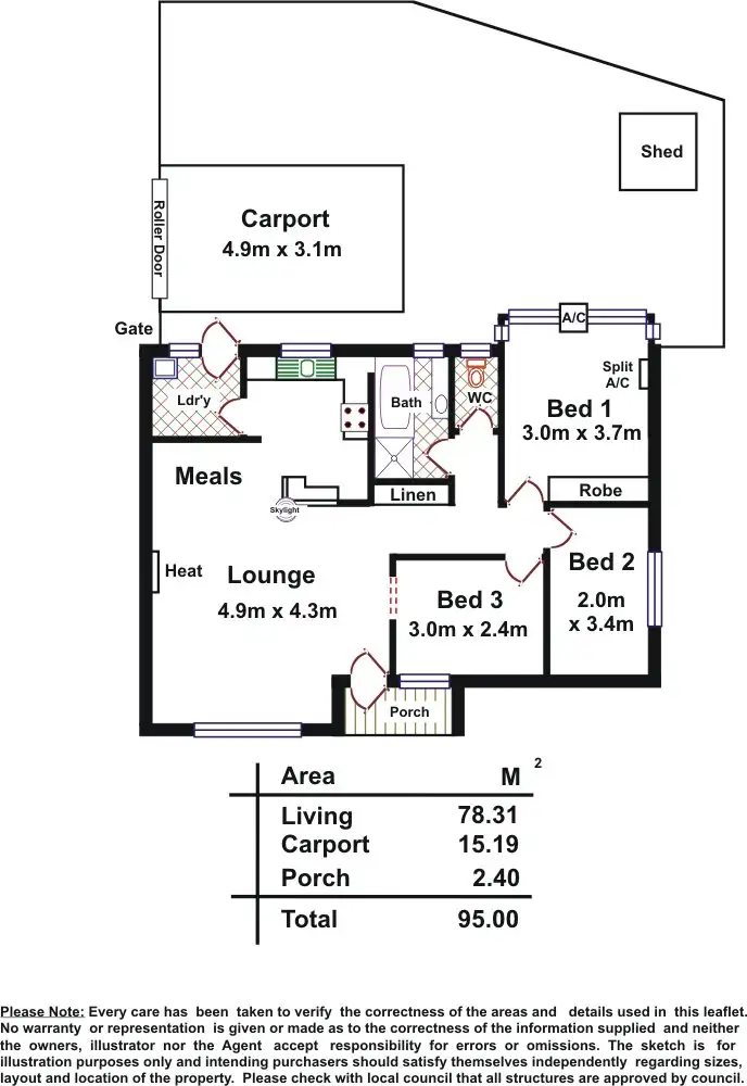 Floorplan of Homely unit listing, 1/4 Douglas Avenue, Salisbury SA 5108