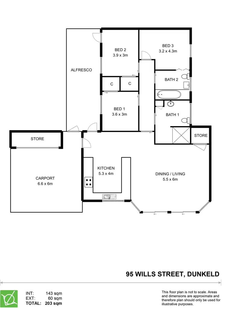 Floorplan of Homely house listing, 95 Wills Street, Dunkeld VIC 3294