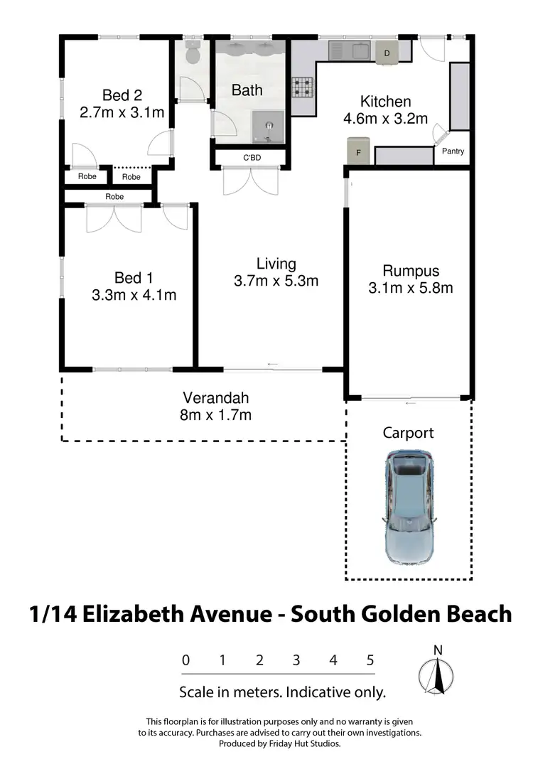 Floorplan of Homely house listing, 1/14 Elizabeth Avenue, South Golden Beach NSW 2483