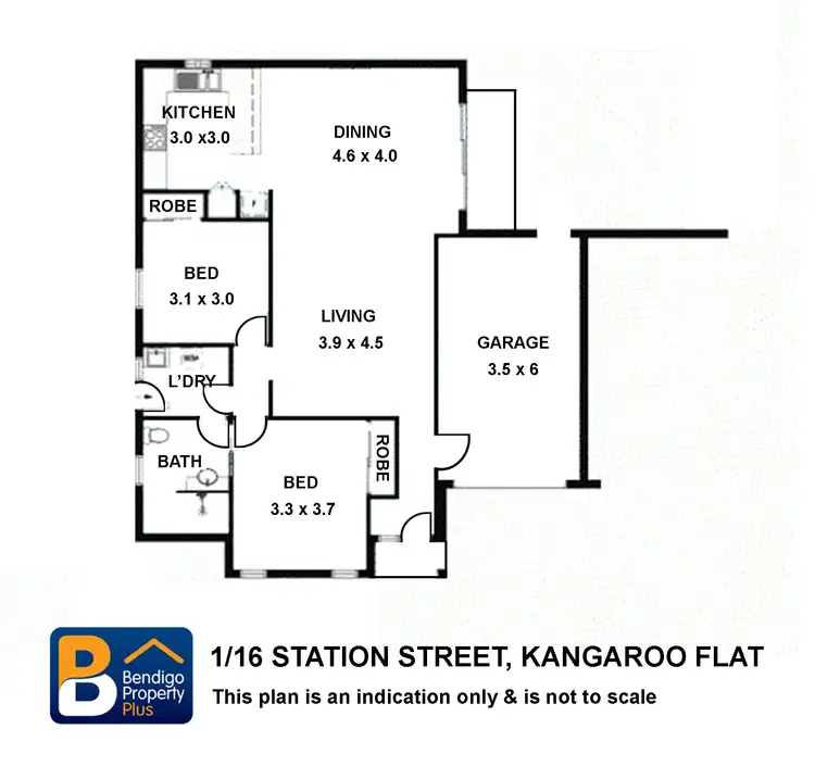 Floorplan of Homely townhouse listing, 1/16 Station Street, Kangaroo Flat VIC 3555
