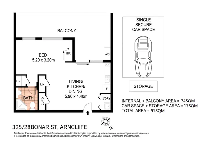 Floorplan of Homely apartment listing, 325/28 Bonar Street, Arncliffe NSW 2205