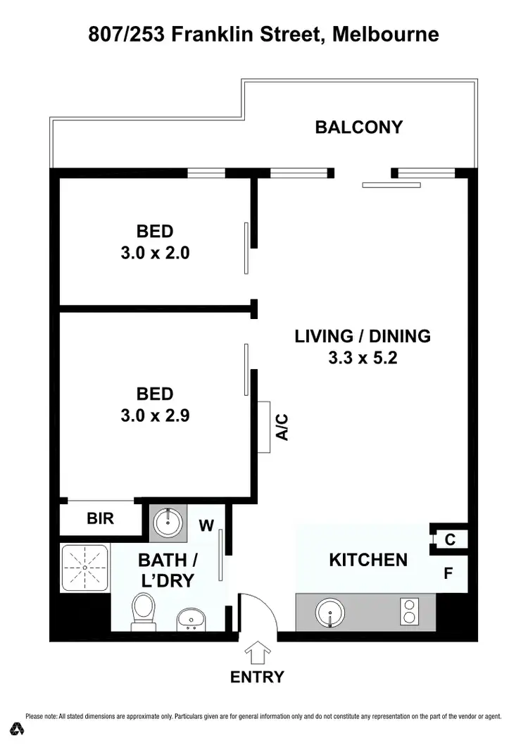Floorplan of Homely apartment listing, 807/253 Franklin Street, Melbourne VIC 3000