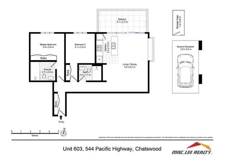 Floorplan of Homely apartment listing, 603/544 Pacific Highway, Chatswood NSW 2067