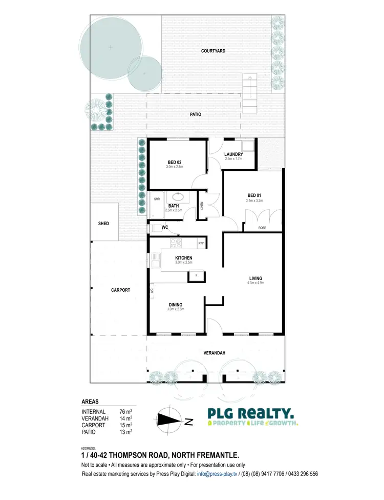Floorplan of Homely villa listing, 1/40-42 THOMPSON ROAD, North Fremantle WA 6159