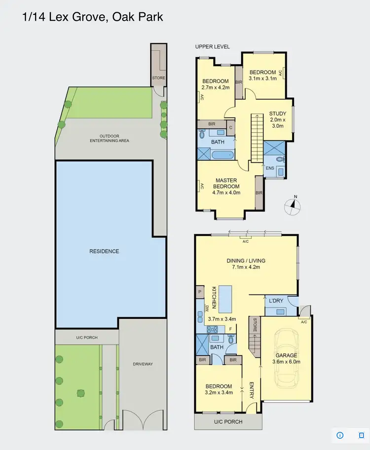 Floorplan of Homely townhouse listing, 1/14 Lex Grove, Oak Park VIC 3046