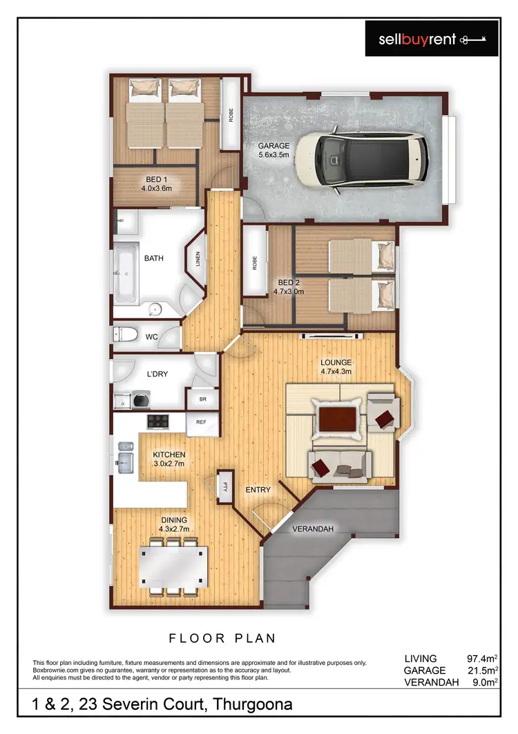 Floorplan of Homely unit listing, 1 & 2/23 SEVERIN COURT, Thurgoona NSW 2640