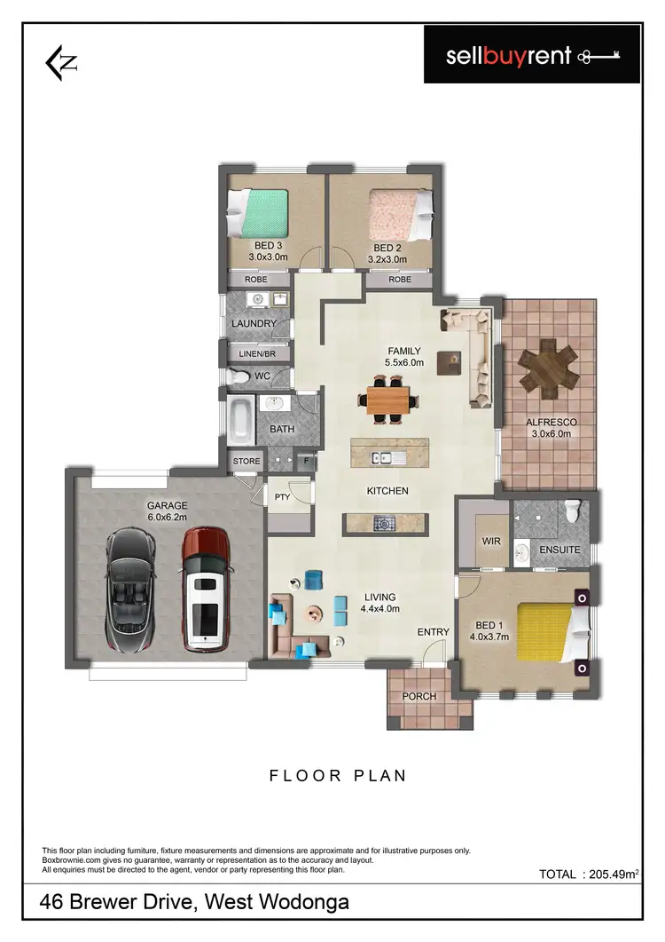 Floorplan of Homely house listing, 46 BREWER DRIVE, Wodonga VIC 3690