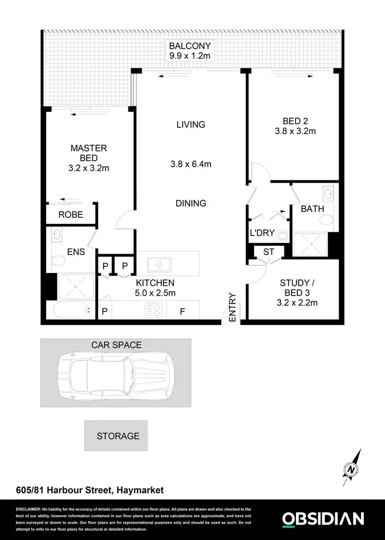 Floorplan of Homely apartment listing, 605/81 Harbour Street, Haymarket NSW 2000