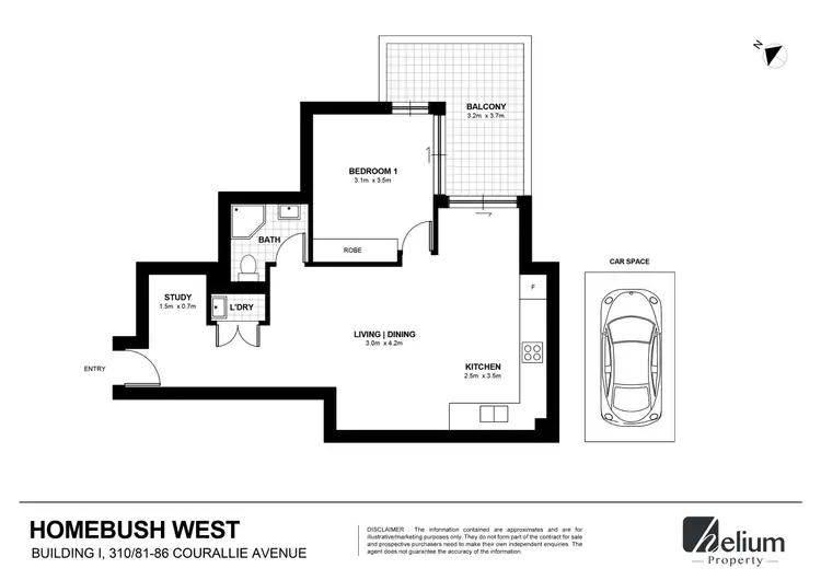 Floorplan of Homely apartment listing, 310, Building I/81-86 Courallie Ave, Homebush West NSW 2140