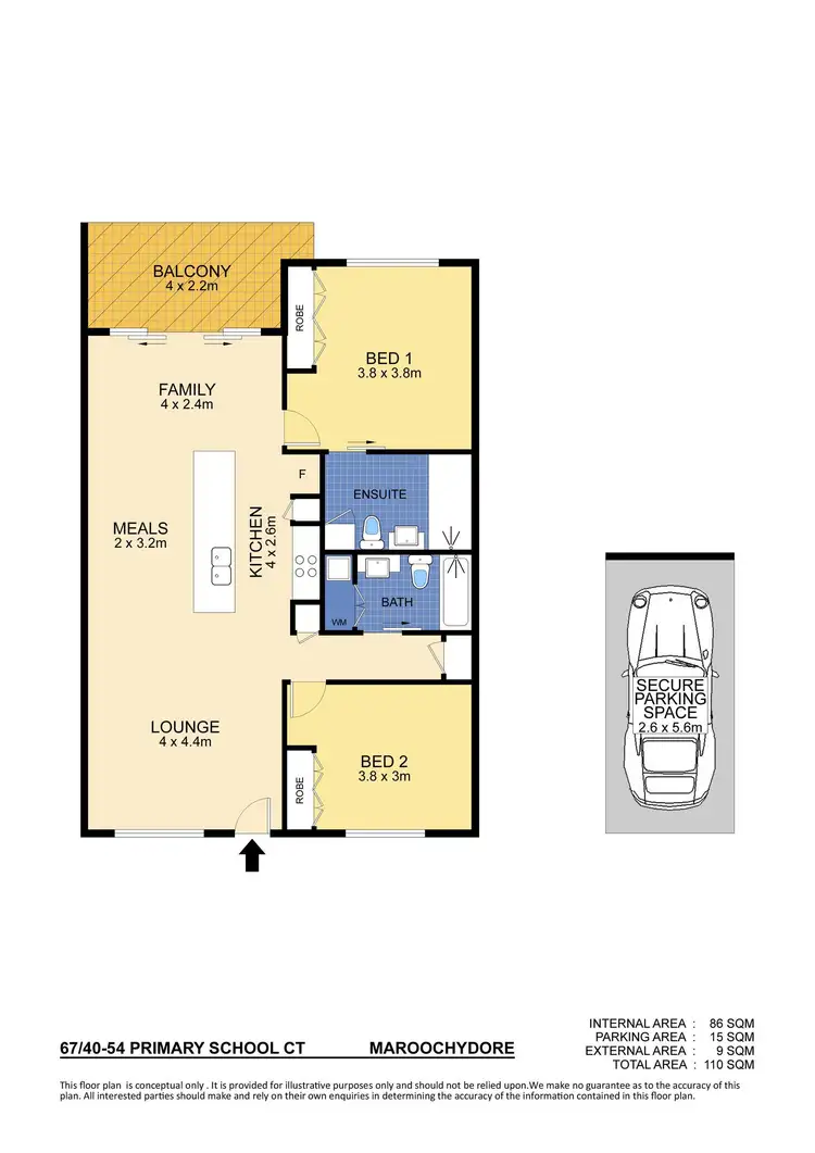 Floorplan of Homely unit listing, 67/40-54 Primary School Court, Maroochydore QLD 4558