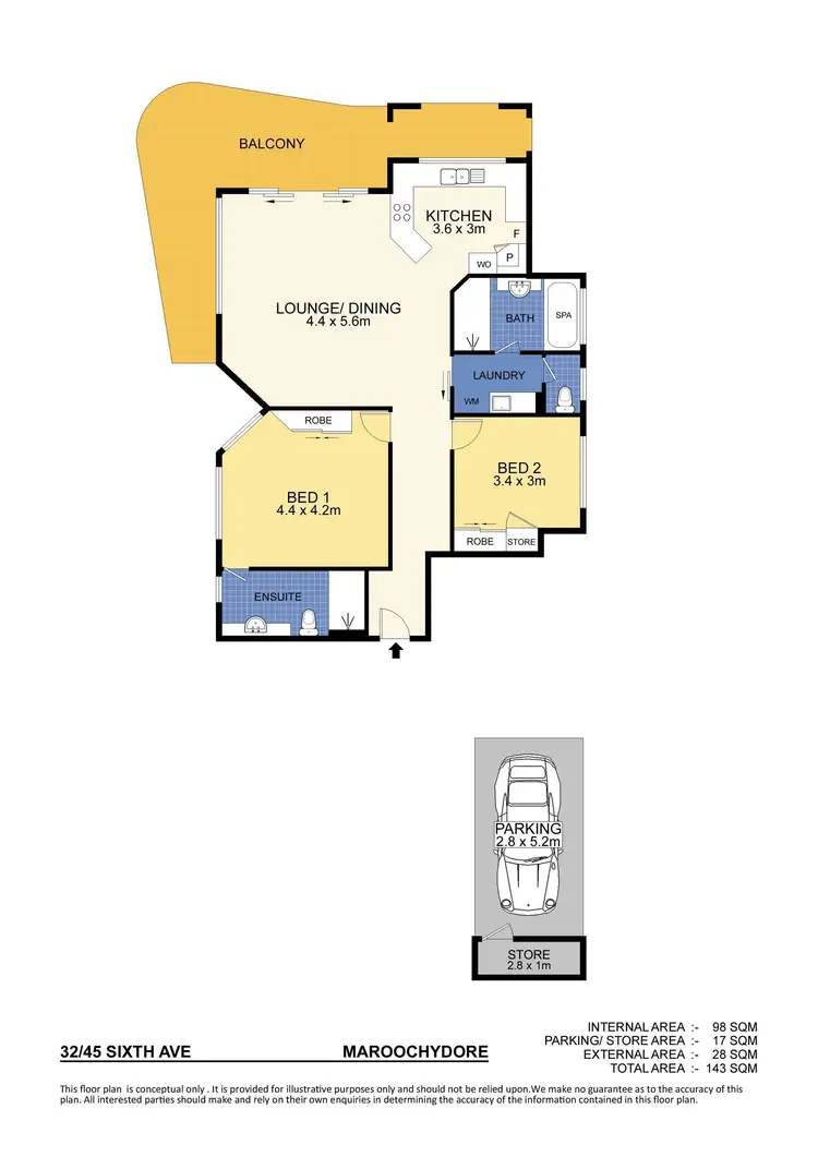 Floorplan of Homely unit listing, 32/45 Sixth Avenue, Maroochydore QLD 4558