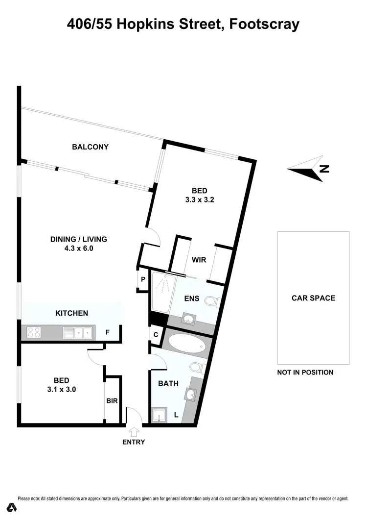 Floorplan of Homely apartment listing, 406/55 Hopkins Street, Footscray VIC 3011