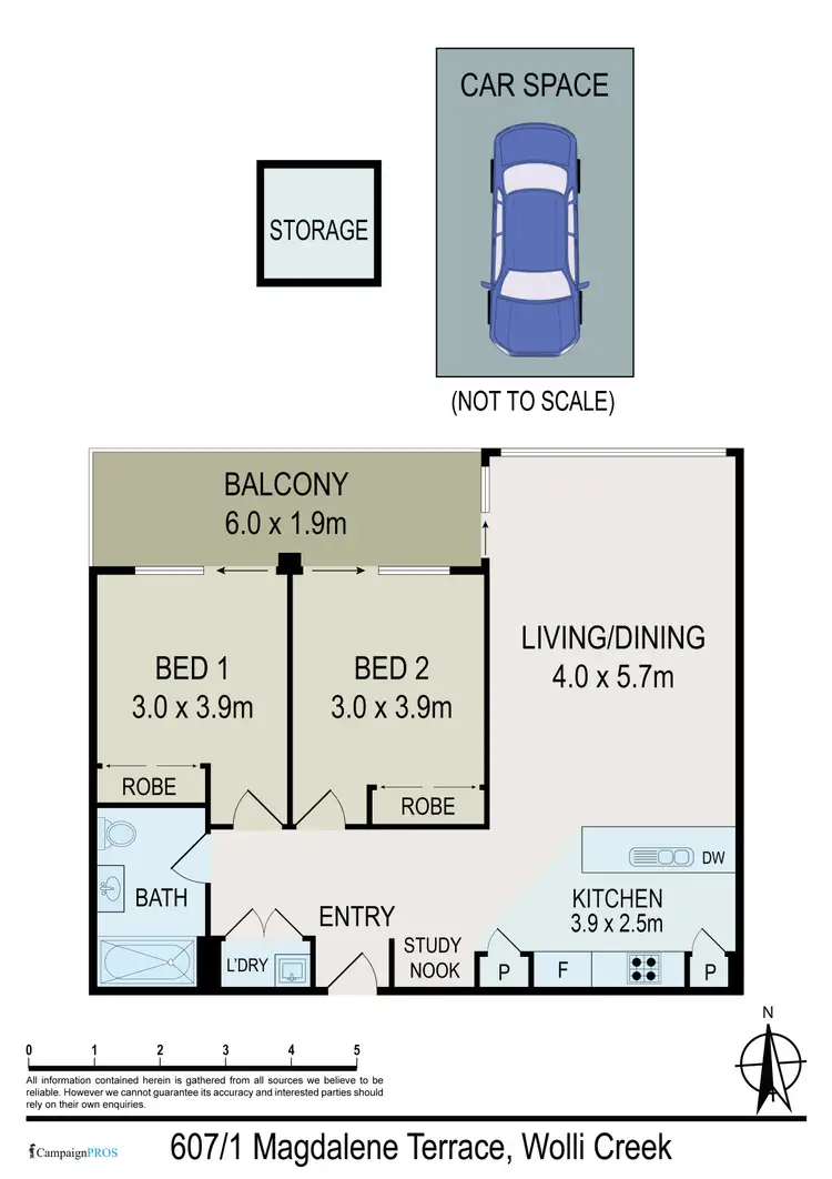 Floorplan of Homely apartment listing, 607/1 Magdelene Terrace, Wolli Creek NSW 2205