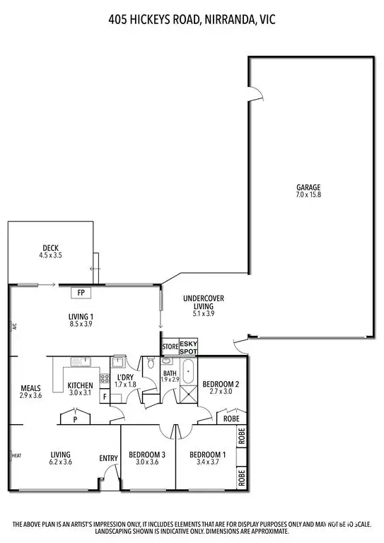 Floorplan of Homely rural property listing, 405 Hickeys Road, Nullawarre VIC 3268