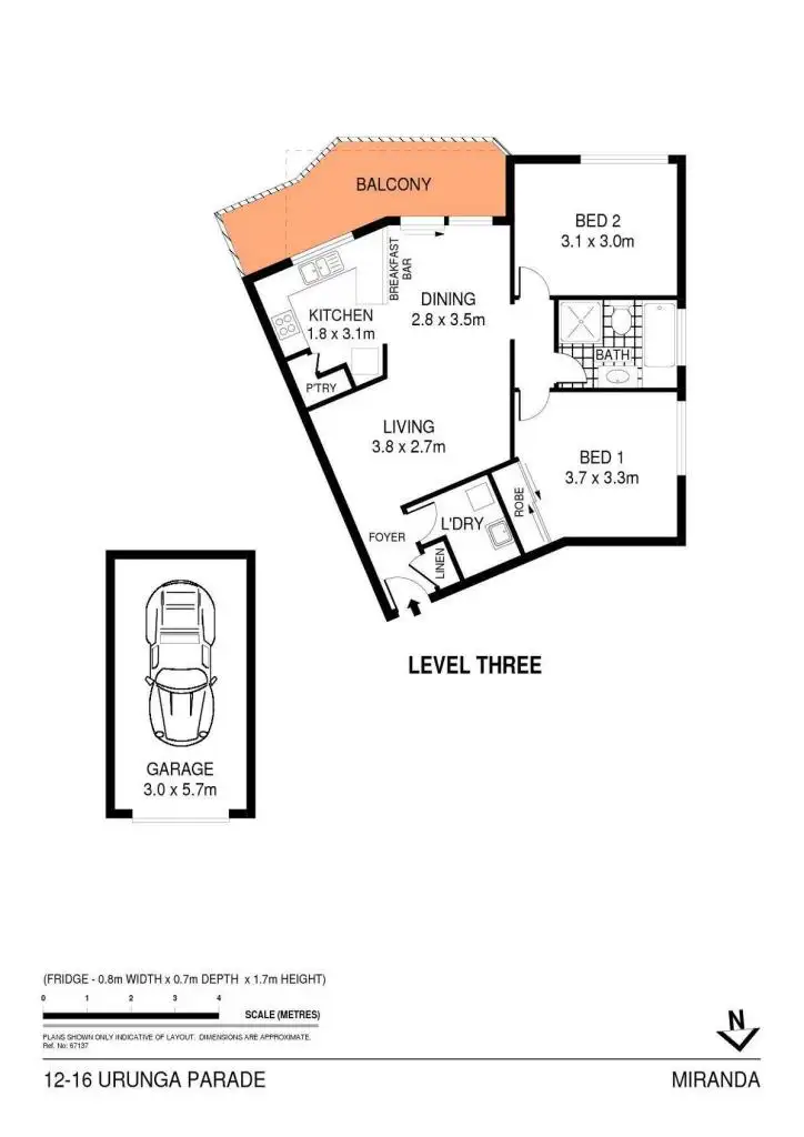 Floorplan of Homely apartment listing, 12/16 Urunga Parade, Miranda NSW 2228