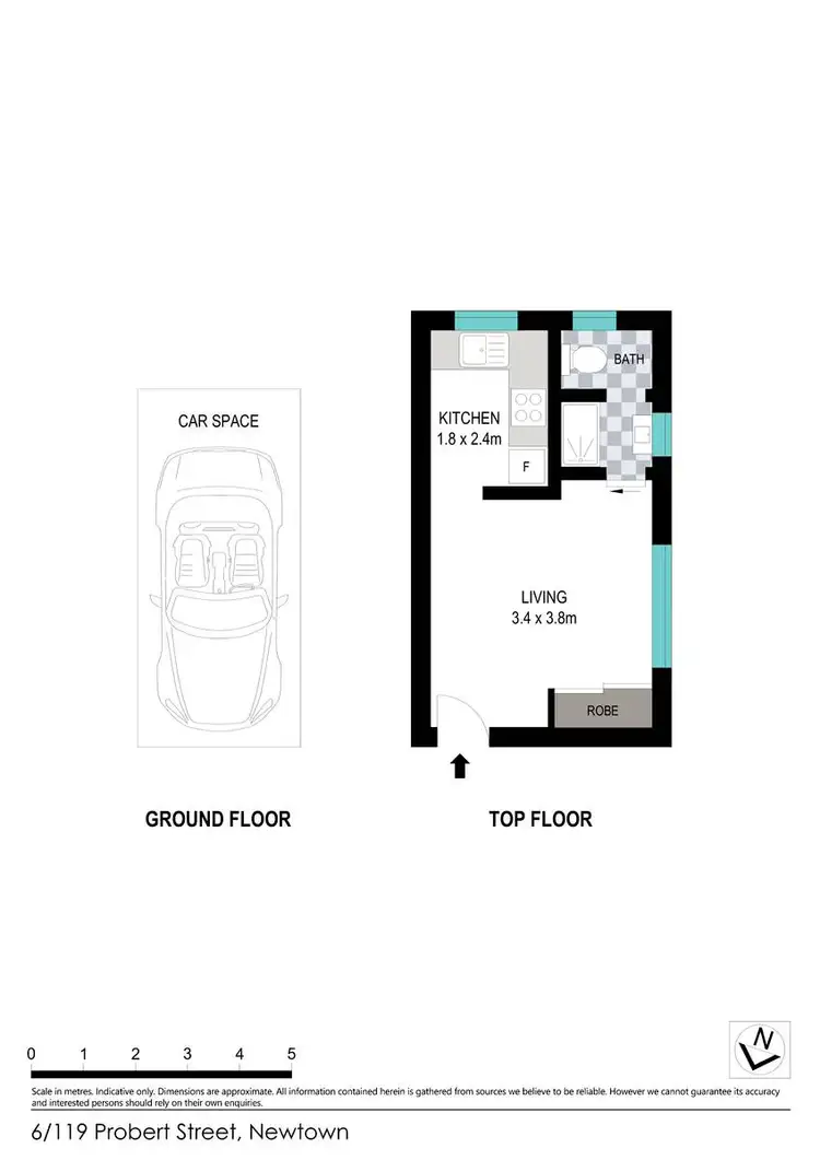 Floorplan of Homely studio listing, 6/119 Probert Street, Newtown NSW 2042