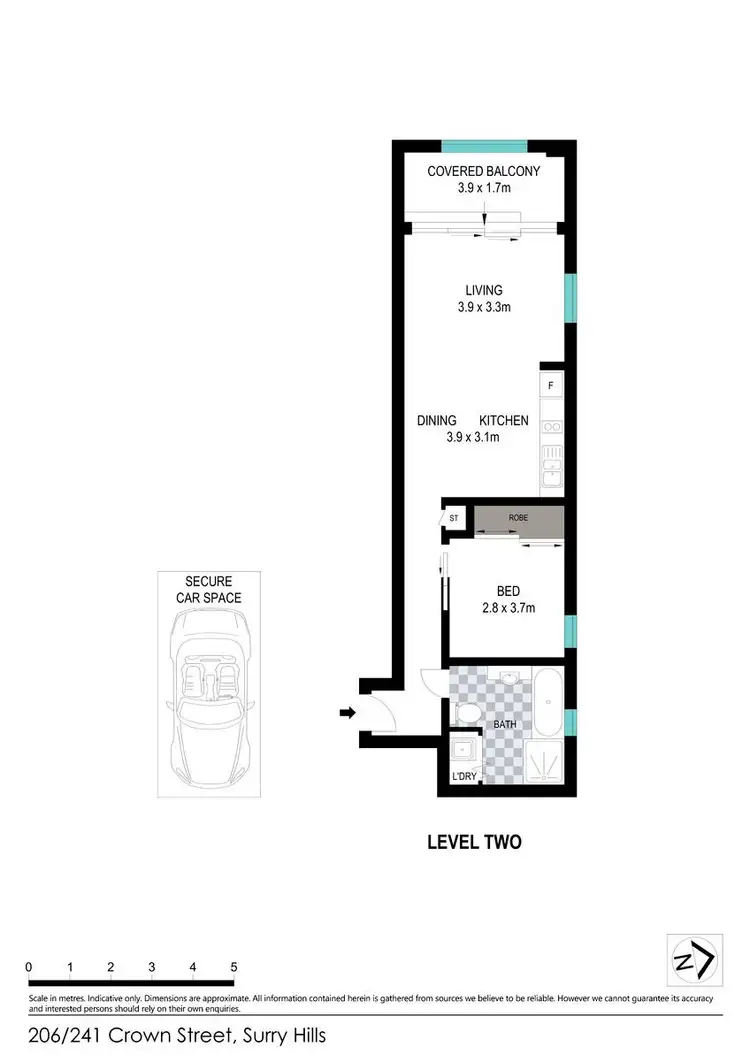 Floorplan of Homely apartment listing, 206/241 Crown Street, Darlinghurst NSW 2010