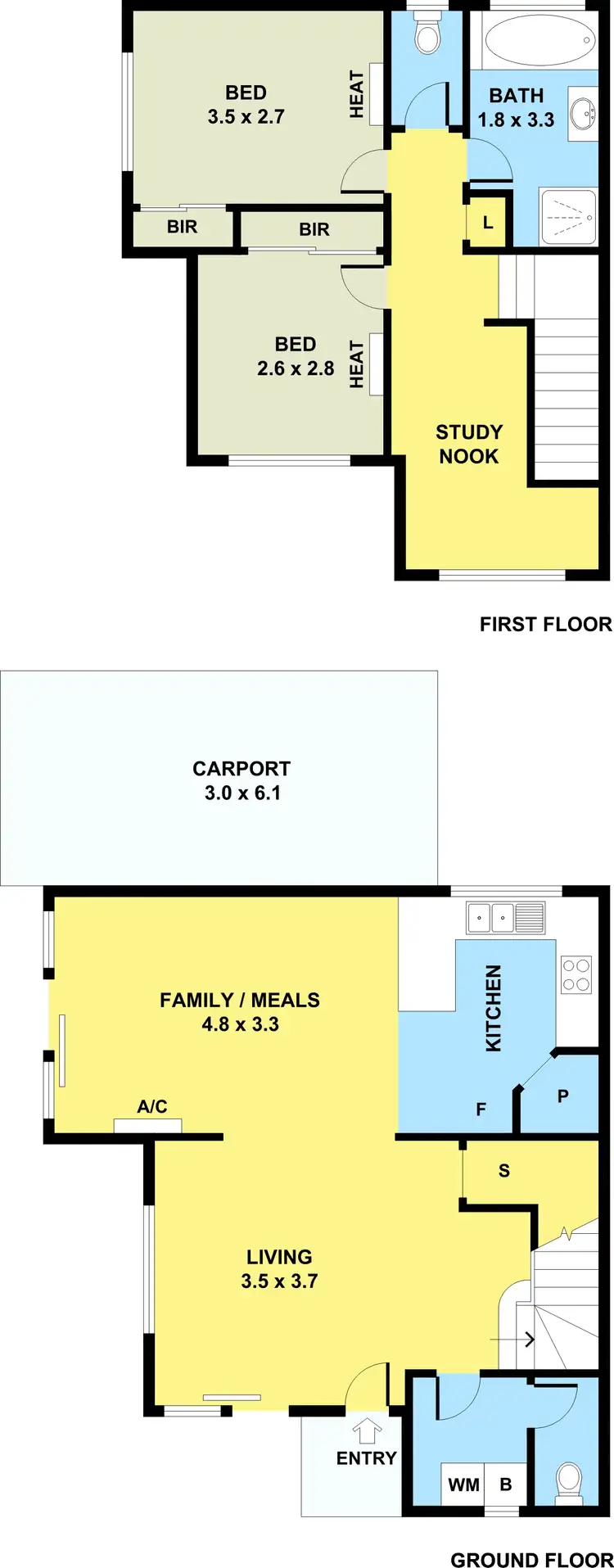 Floorplan of Homely townhouse listing, 2/275 Ballarat Road, Footscray VIC 3011