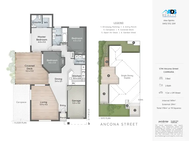 Floorplan of Homely semi-detached listing, 1/44 Ancona Street, Carrara QLD 4211