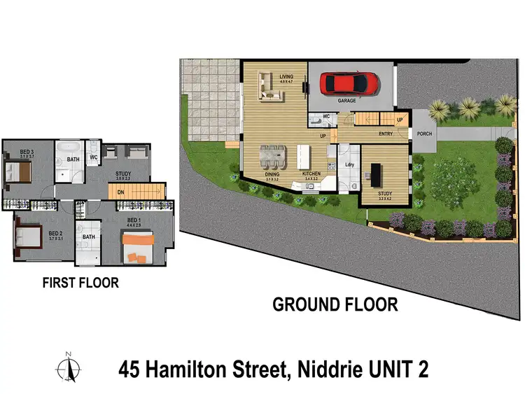 Floorplan of Homely townhouse listing, 2/45 Hamilton Street, Niddrie VIC 3042