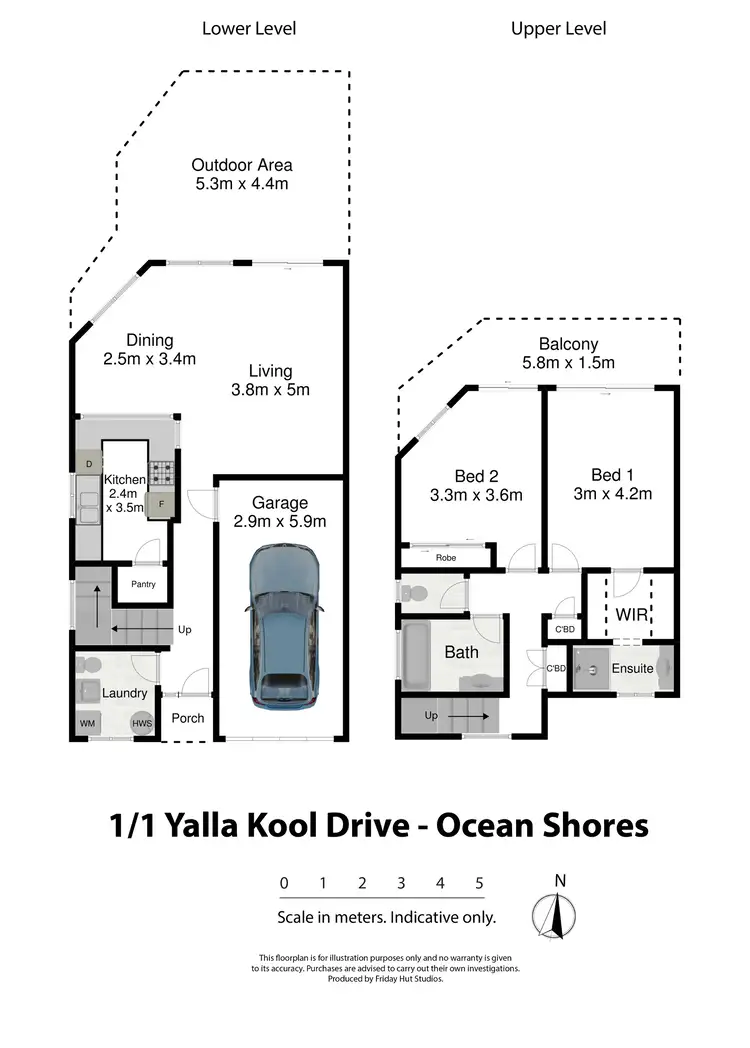Floorplan of Homely house listing, 1/1 Yalla Kool Drive, Ocean Shores NSW 2483