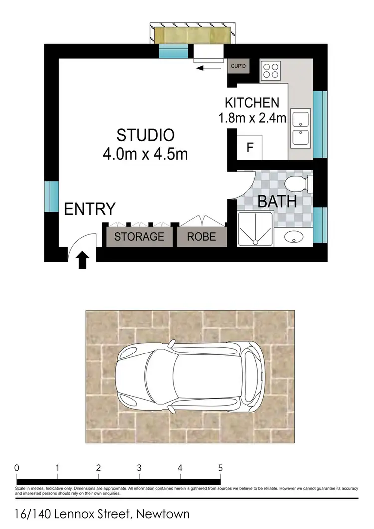 Floorplan of Homely studio listing, 16/140 Lennox Street, Newtown NSW 2042